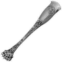 Puiforcat Antique French All Sterling Silver Sugar Tongs Iris Pattern