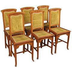 Antique 20th Century Art Nouveau Chairs with Floral Motifs