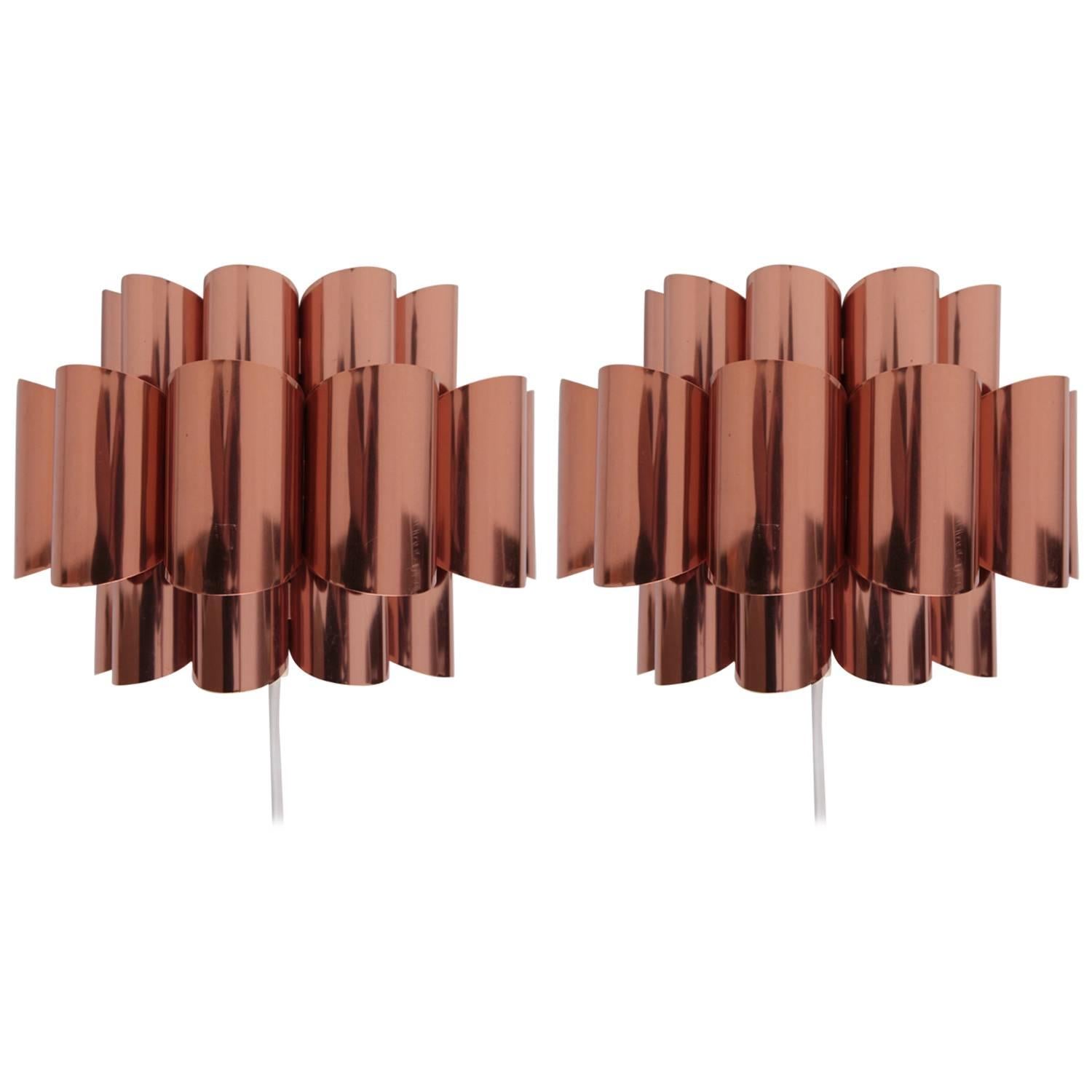 Pair of Copper Sconces of Wall Lights by Verner Schou