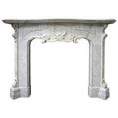 Early Victorian Carrara Marble Fire Surround in the English Louis XV Style