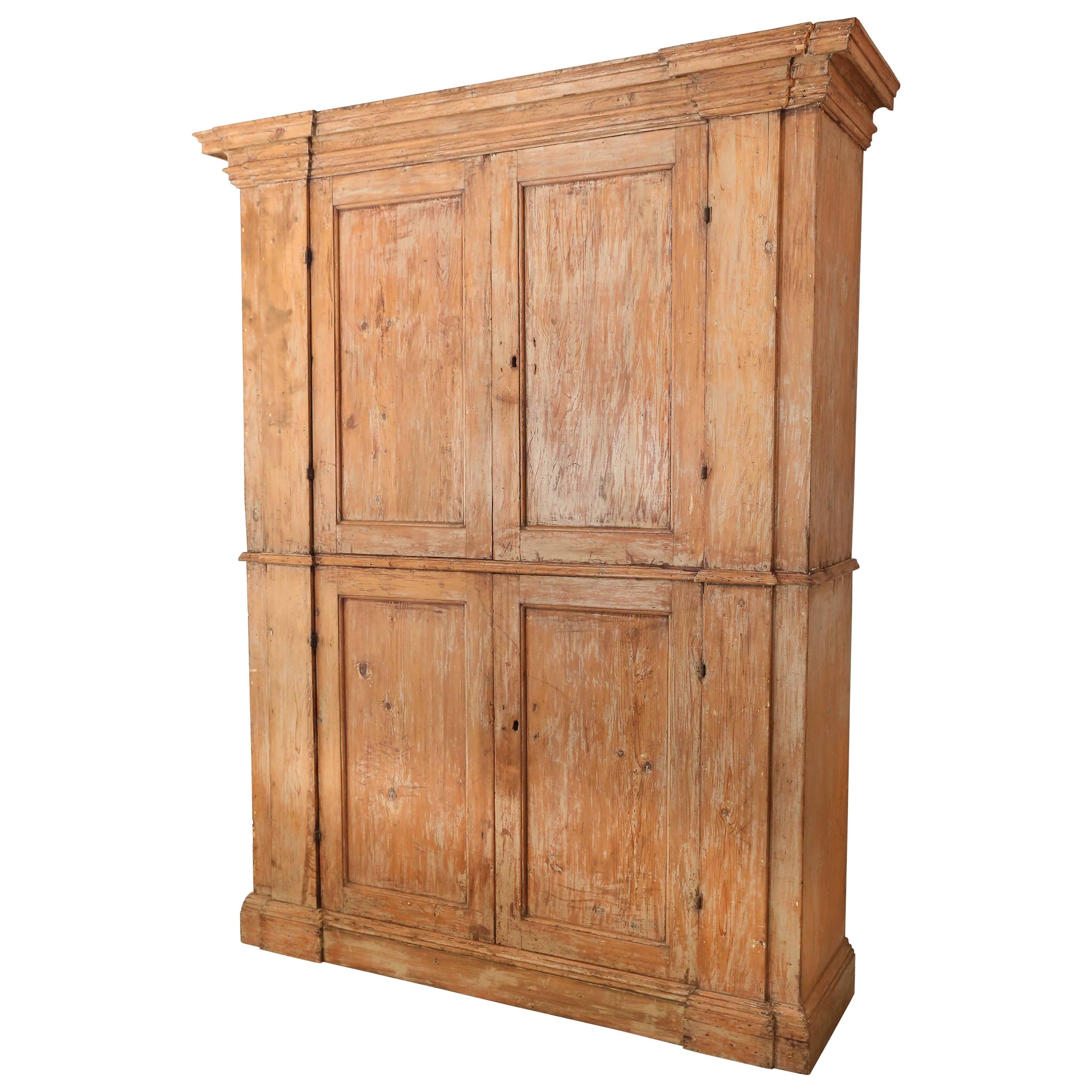 18th Century Italian Pine Original Painted Cabinet