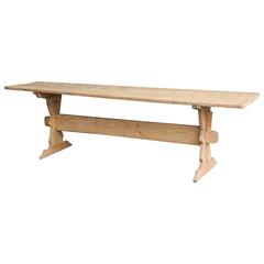 Swedish Late 19th Century Pine Trestle Dining or Console Table