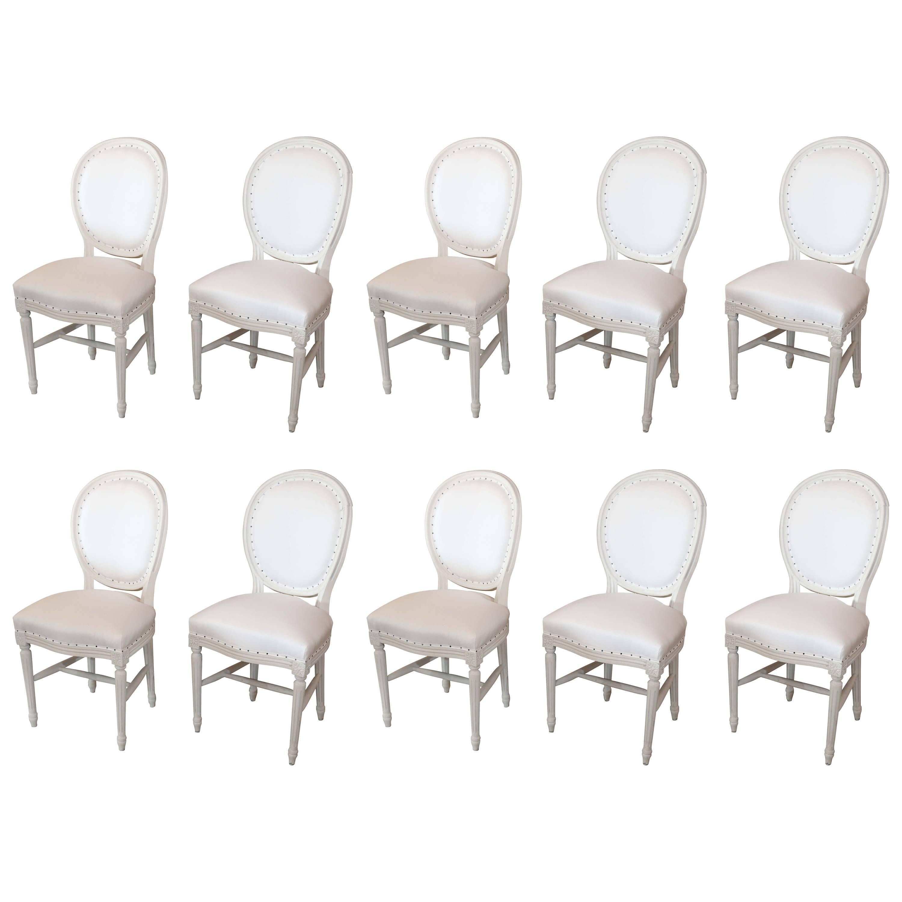 Louis XVI Style Round Back Set of Ten Dining Chairs, circa 1900 from France