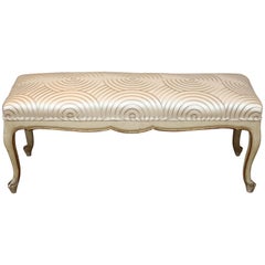 Late 19th Century Painted and Gilt Spanish Bench with Cabriolet Leg