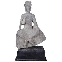 Carved Boddhisattva, in Black Limestone 7