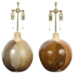 Vintage Pair of Studio Pottery Lamps