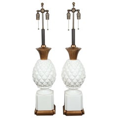 Vintage Pair of Monumental Pineapple Lamps