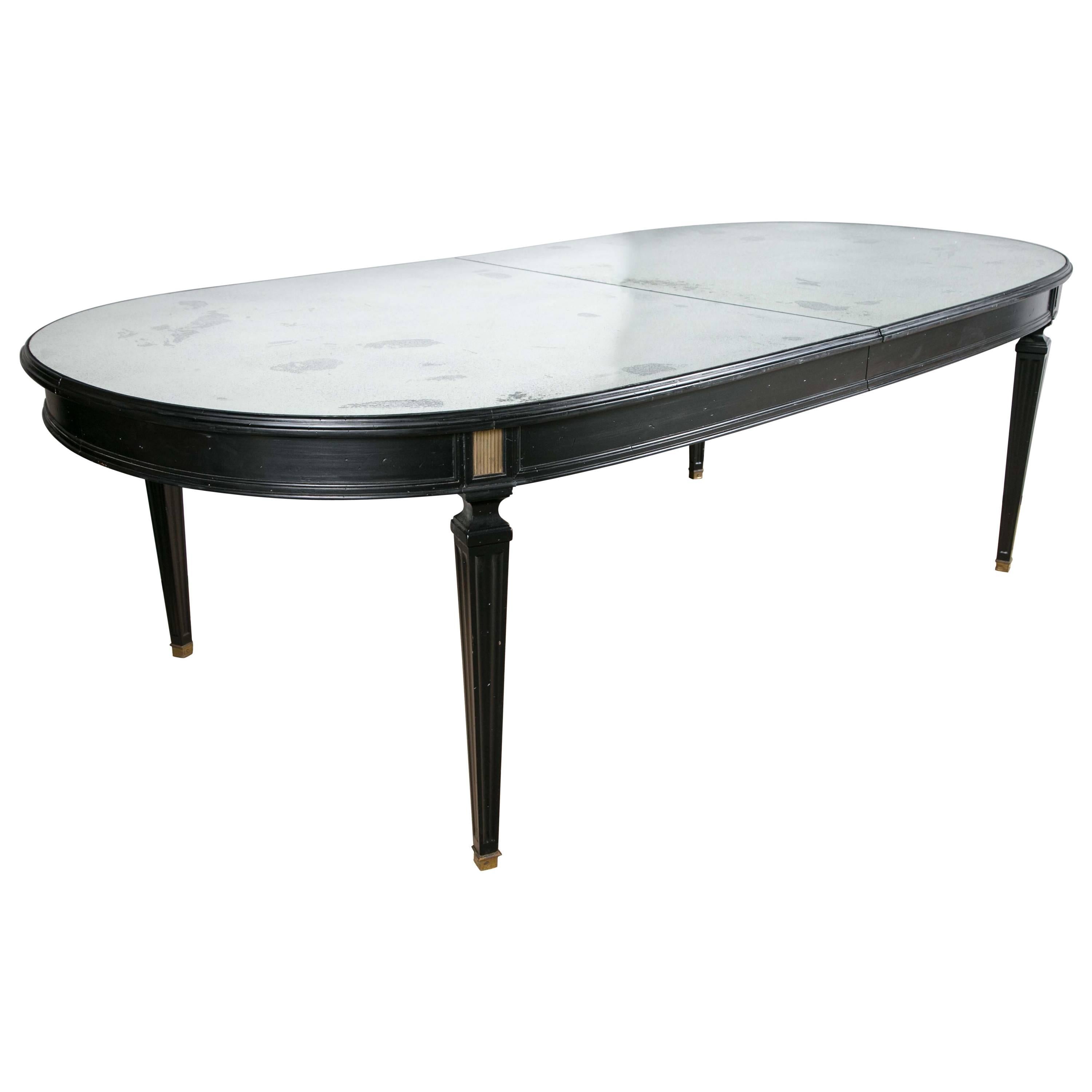 Jansen Style Mirrored Top Dining Table For Sale