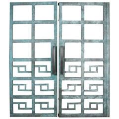Spectacular Pair of Large Heavy Geometric Steel Gates