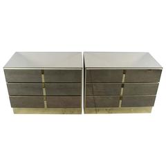 Vintage Pair of Chic Bronze Mirrored Dressers by Ello