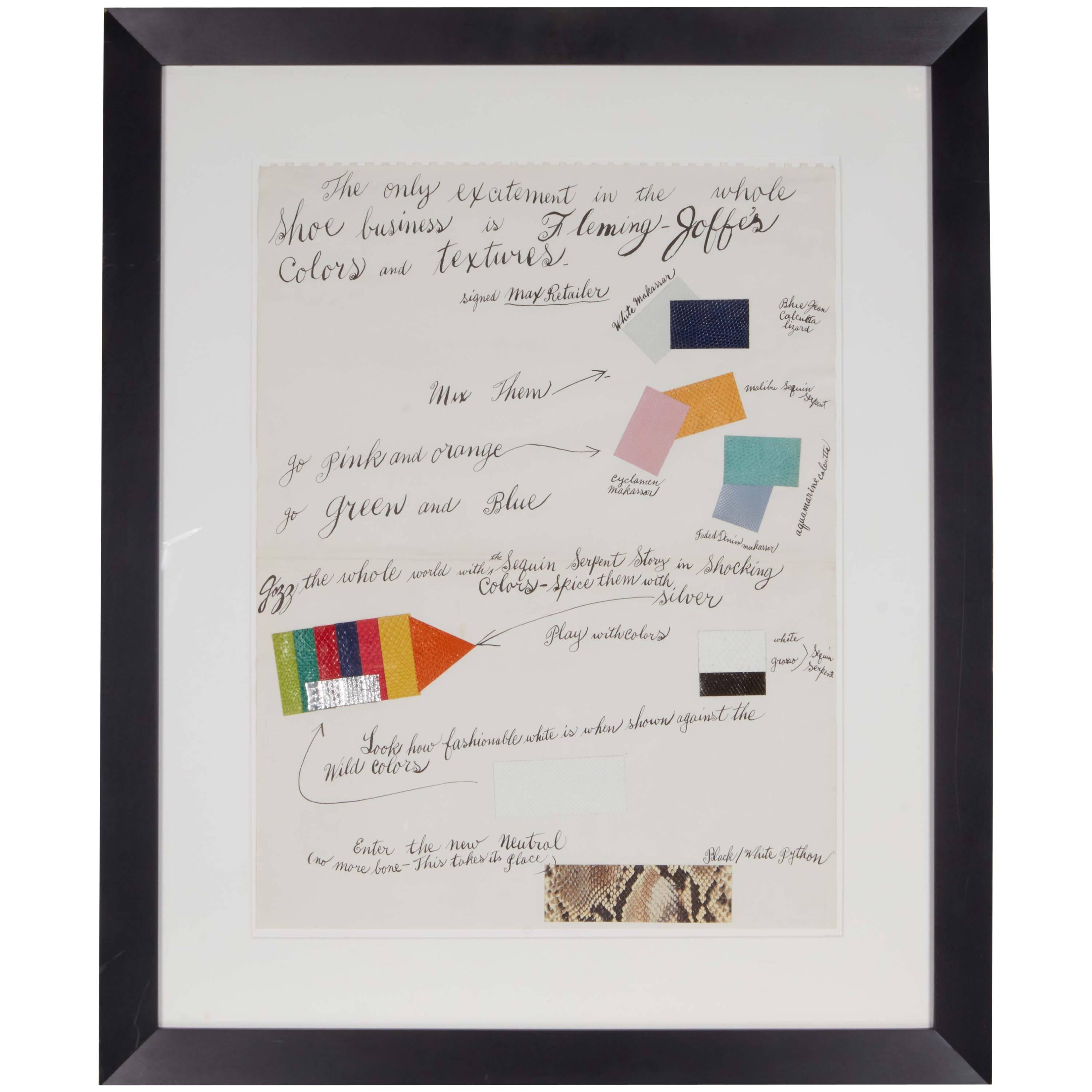 Andy Warhol, lithographie offset avec collage d'échantillons de cuir colorés, 1960 en vente