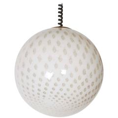 Italian 1980s Large Glass Globe Pendant Light