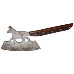 French Iron and Wood with Brass Rivets Fox Kitchen Chopper, 19th Century