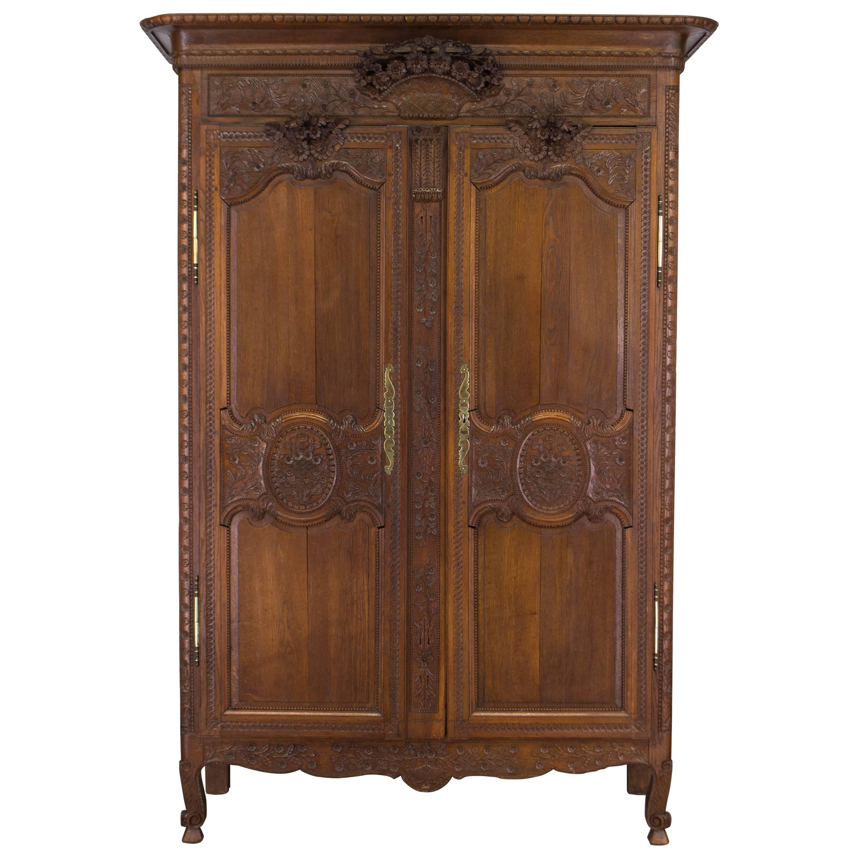 19th Century Louis XV Normandy Bridal Armoire