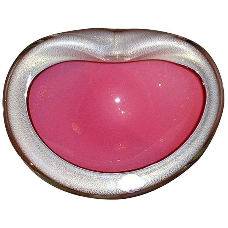 Bubblegum Pink Murano Glass Bowl by Alfredo Barbini