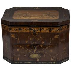 Large George III Brass and Fruitwood-Inlaid and Mahogany Storage Box 5