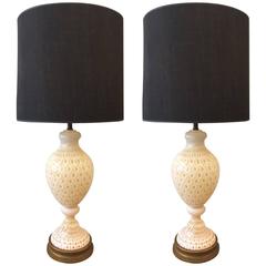 Pair of Large Murano Lamps by Seguso 8