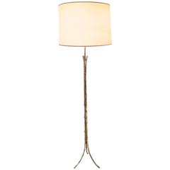 Brass Bamboo Floor Lamp, France, circa 1960