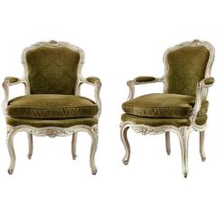 Pair of Louis XV Painted Beechwood Fauteuils