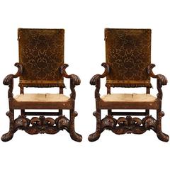 Pair of Venetian Heavily Carved Chairs