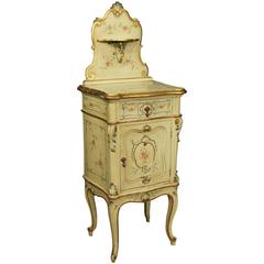 20th Century Bedside Table Made by Lacquered Hand-Painted Giltwood