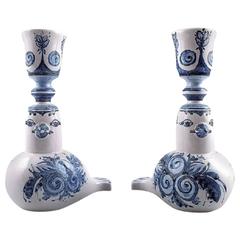 Bjorn Wiinblad Pair of Candlesticks in the Shape of Birds, from the Blue House