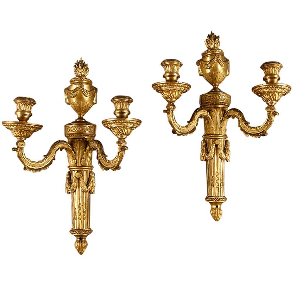 A fine pair of Louis XV Gilt Bronze Wall two branch wall lights For Sale