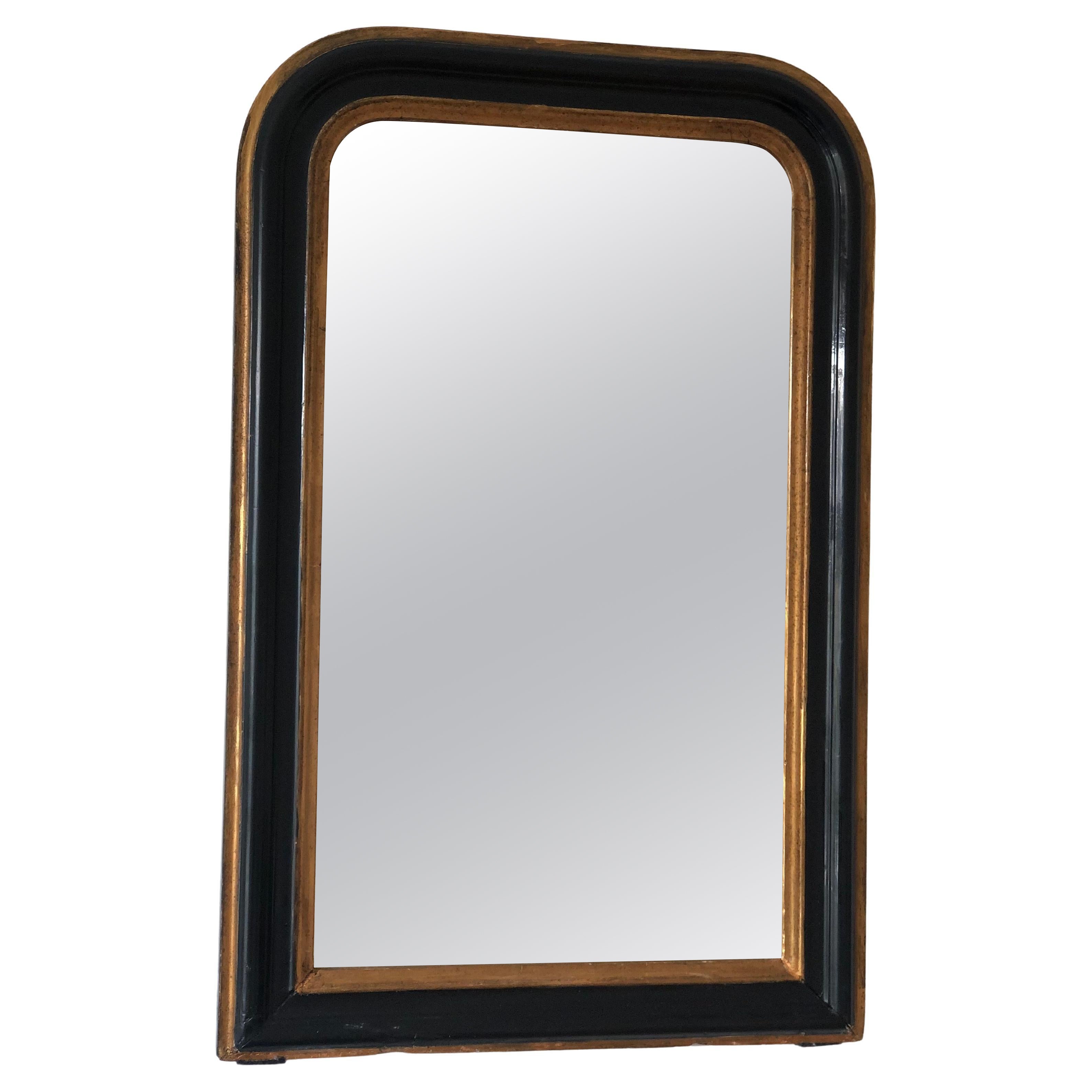 Antique French Mirror de Louis Philippe en noir et or, fin du 19e siècle en vente