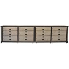 Large French Shop Drawer Cabinet, 1920s, Grey Patina