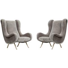 Set of two Marco Zanuso Senior Lounge Chairs * NEW UPHOLSTERY * 5
