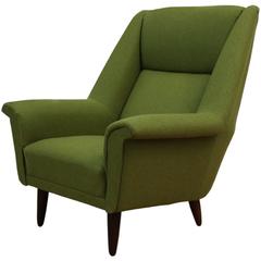 Classic Danish Midcentury Armchair, Fully Restored in Wool