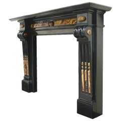 19th Century Baroque Belgian Black Marble and Onyx Chimneypiece