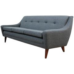Vintage Danish Midcentury Three-Seat Sofa, Full Restored in Wool
