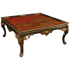 20th Century Coffe Table Lacquered Chinoiserie Hand-Painted