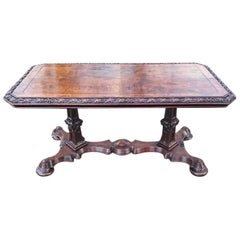 Unusually Fine Gothic Ash Antique Library Table