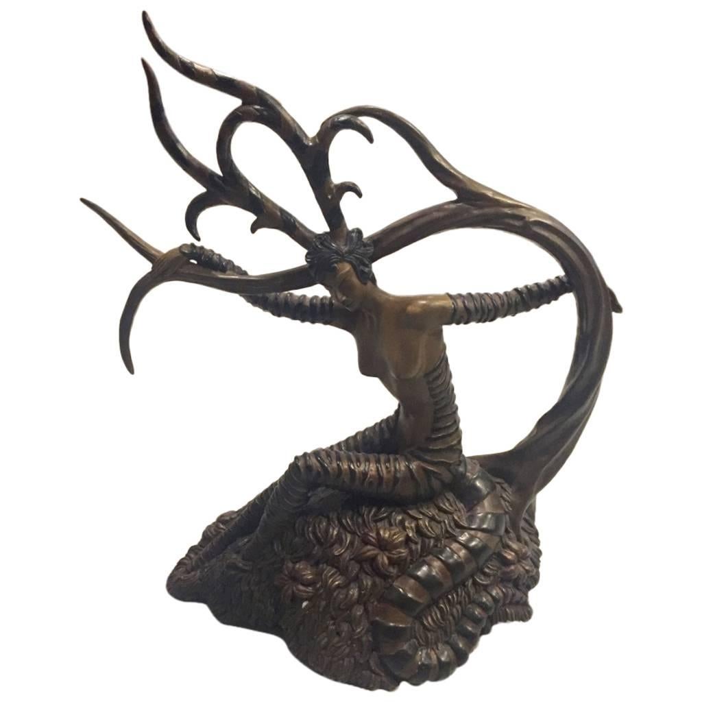 Erte Romain De Tirtoff "The Hunting" Bronze Sculpture For Sale