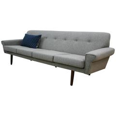 Danish Midcentury Four-Seat Sofa, Fully Restored in Wool