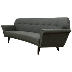 Vintage Danish Midcentury G Thams Curved Sofa, Fully Restored in Harris Tweed