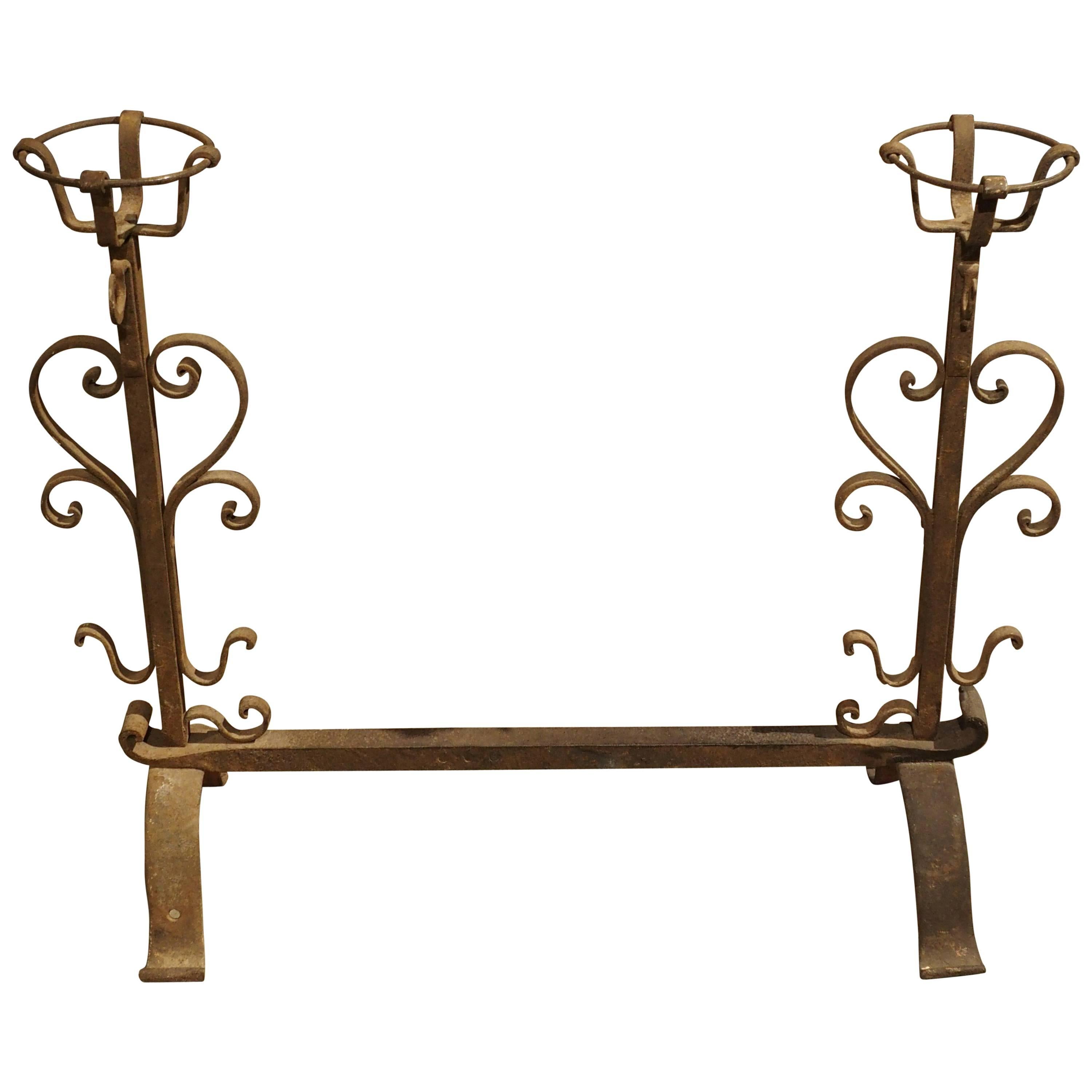 Antique One-Piece Cooking Andiron from France, circa 1800 For Sale