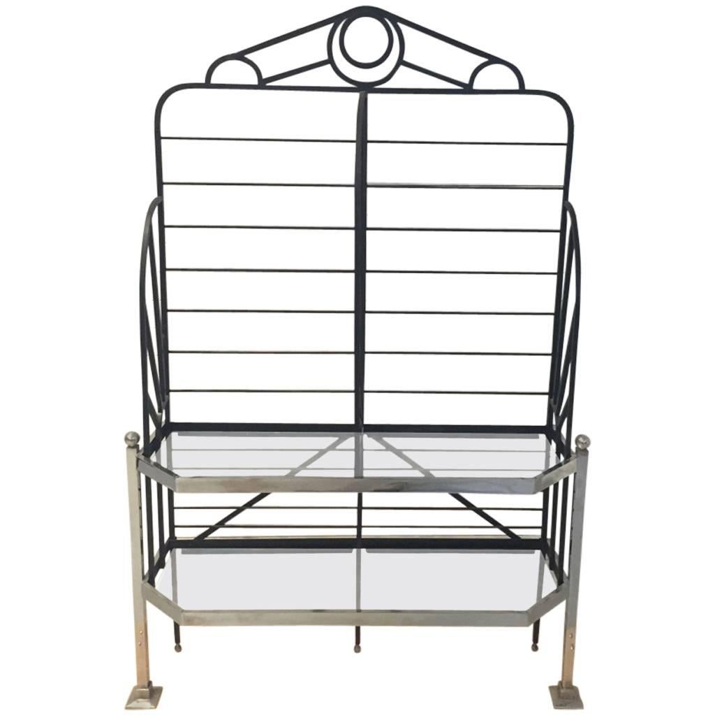 French Chrome and Glass Bakers Rack For Sale