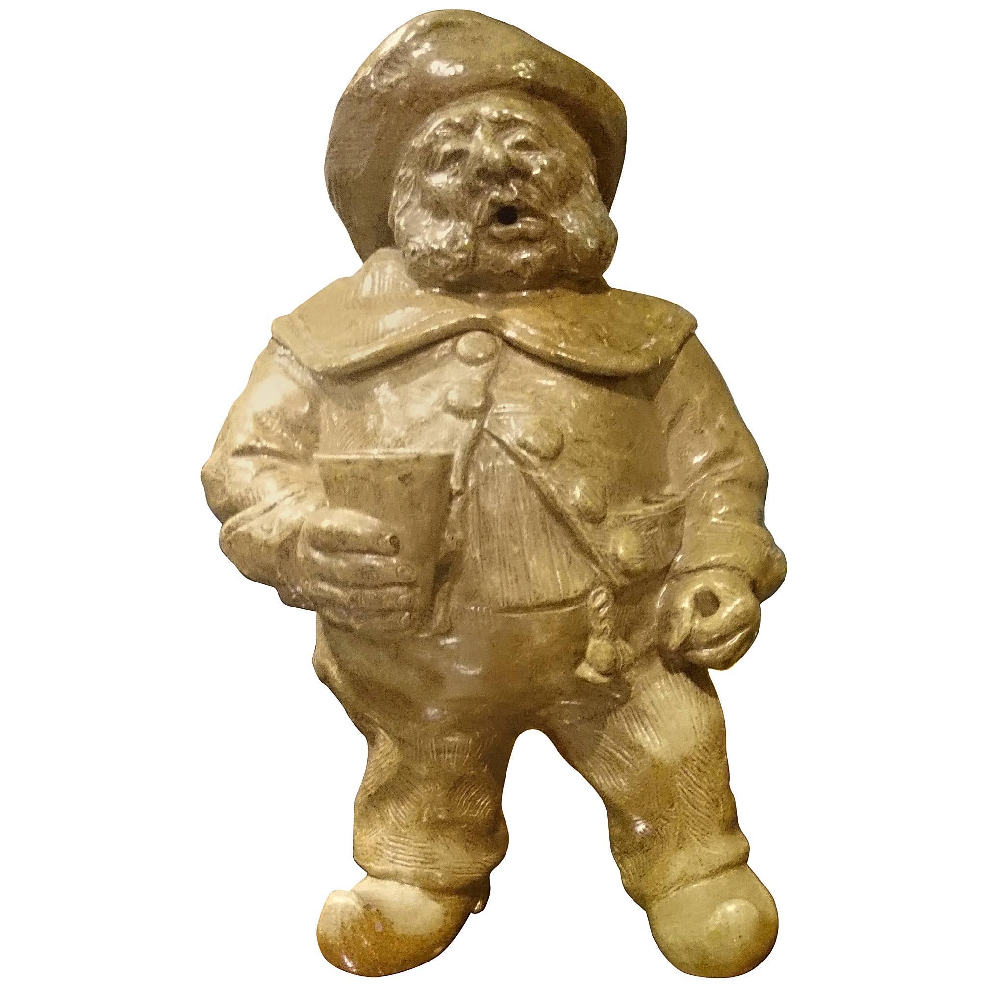 Antique Dutch Drunkard Salt Glazed Figure For Sale