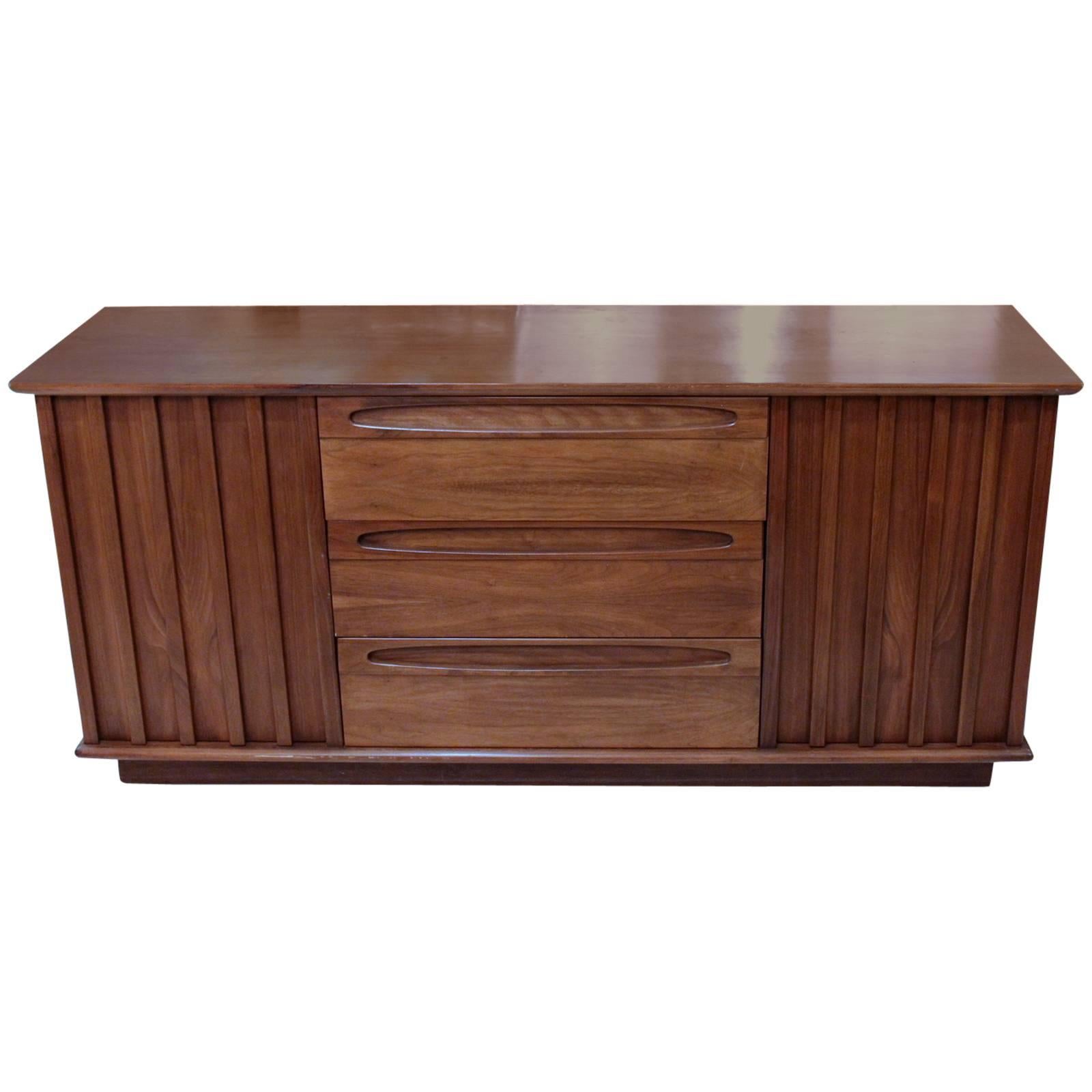  American of Martinsville Mid-Century Walnut Credenza or Bar Cabinet