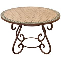 Wrought Iron and Mosaic Tile Garden Table