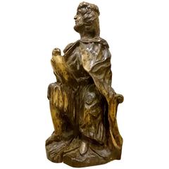 19th Century Antique Statue of Saint Bavo of Ghent