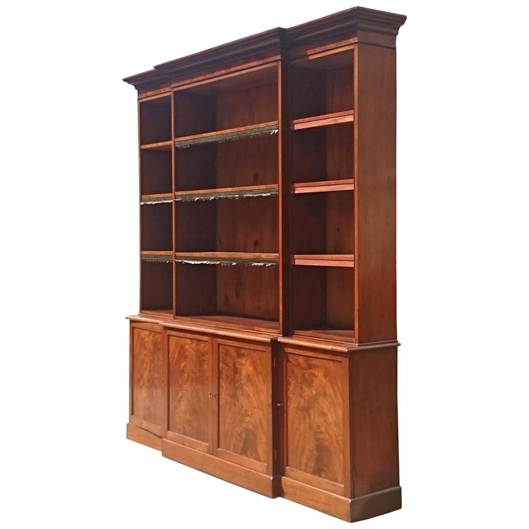 Mahogany Breakfront Bookcase For Sale at 1stdibs