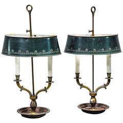Antique Pair of French Bouillotte Lamps