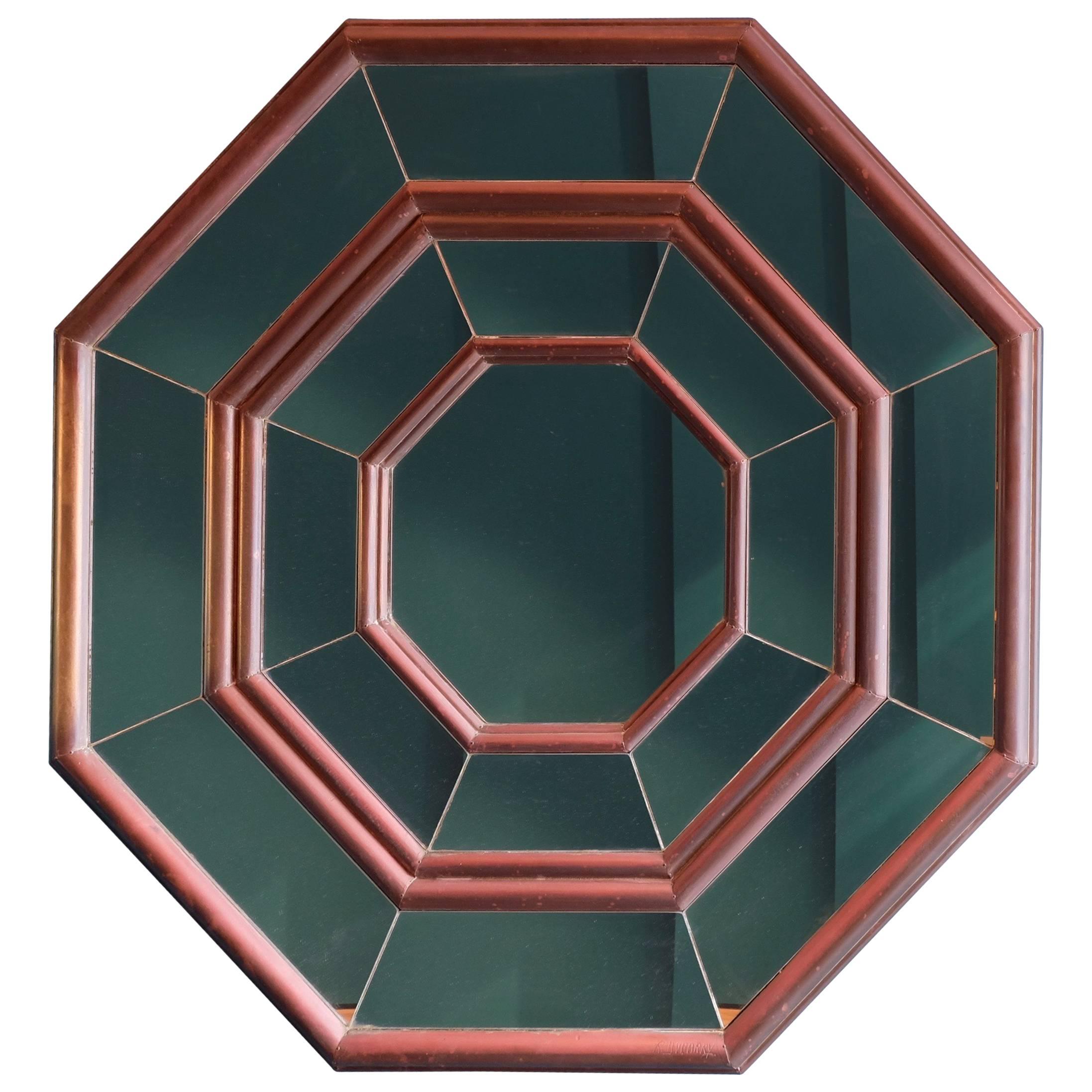 Large Octagonal Concave Dubarry Mirror For Sale