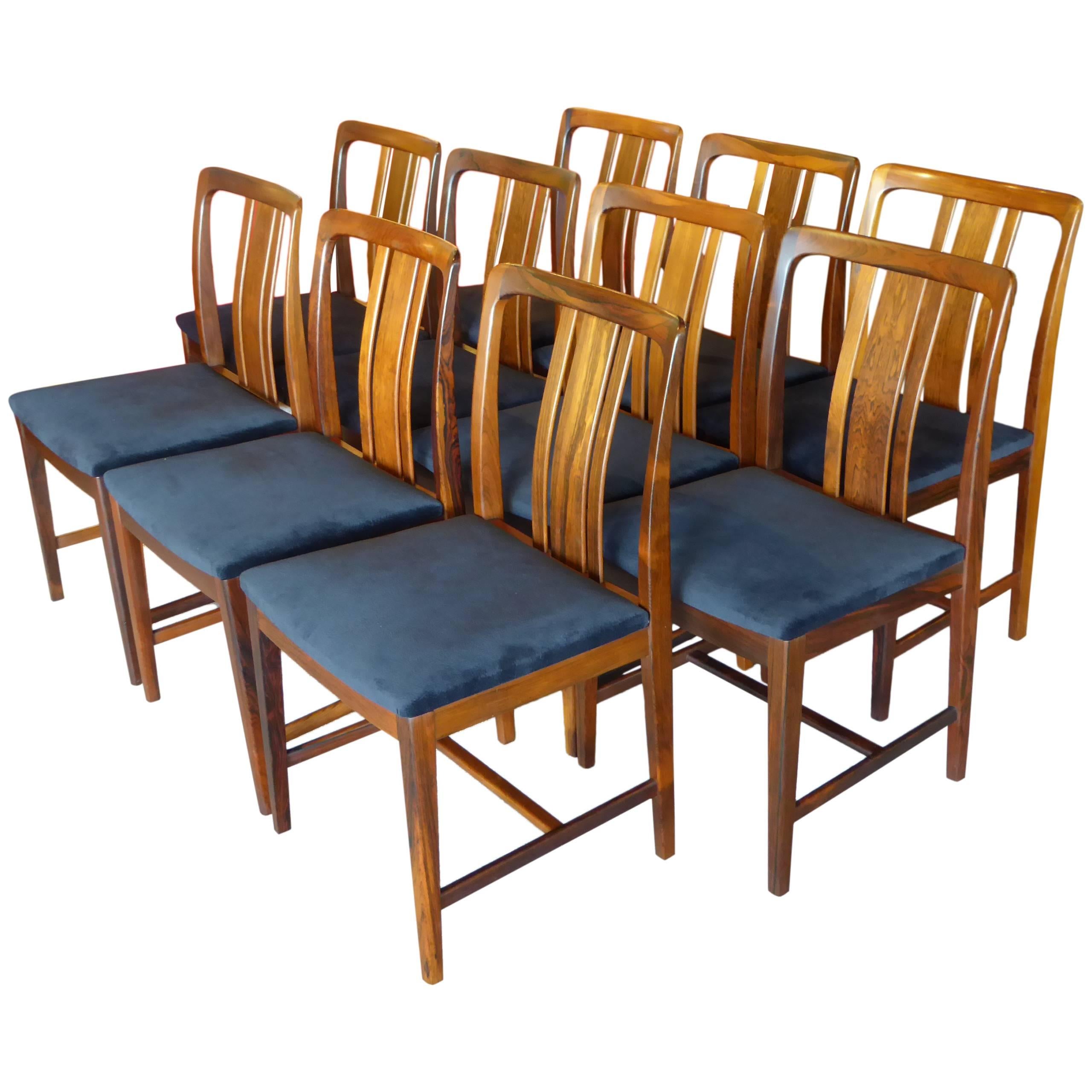 Ten Fine Linde Nilsson Rosewood Modern Dining Chairs, Sweden