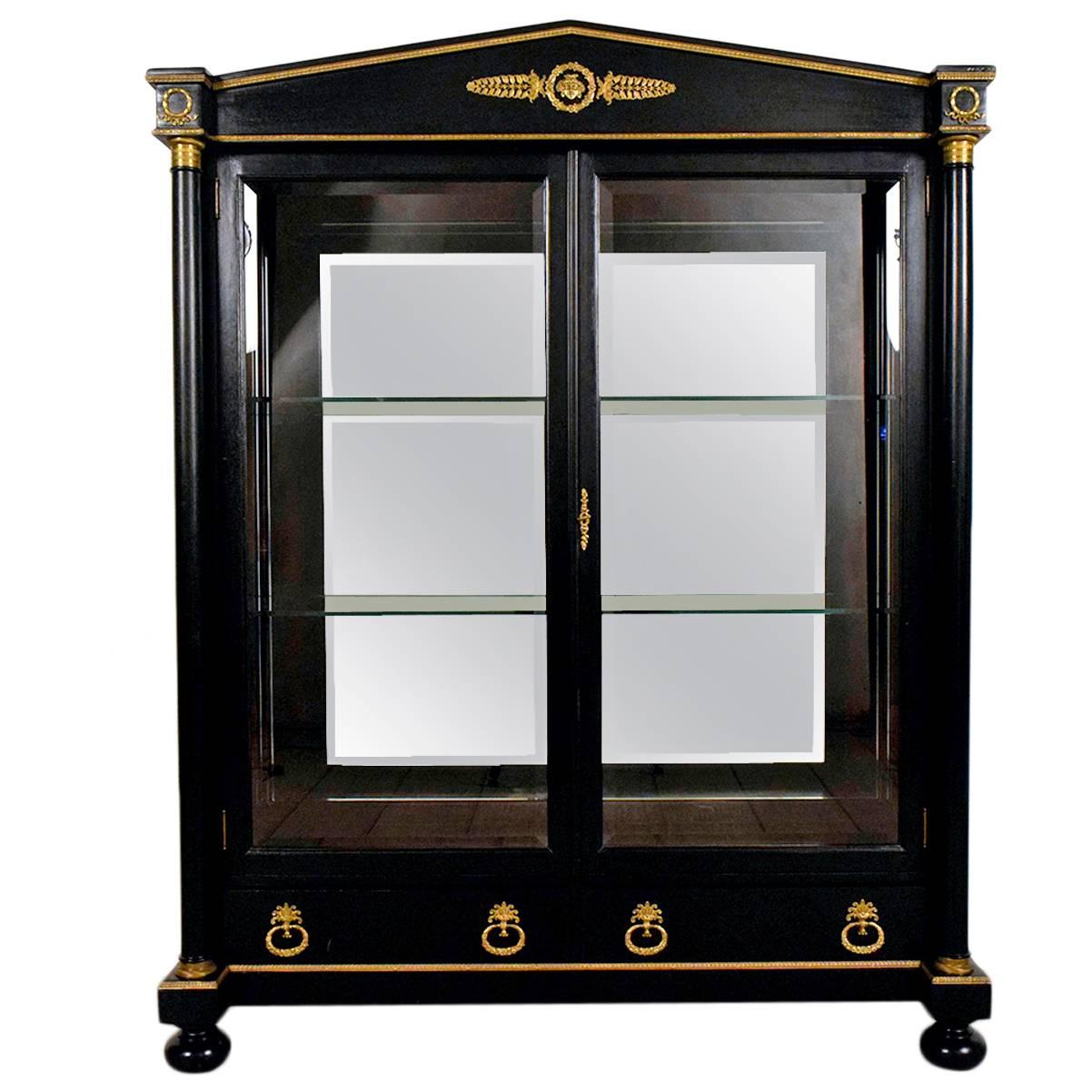 19th Century French Empire-style Ebonized Display Cabinet