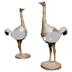 Pair of Authentic signed Figurative Franco Lafini Ostriches.